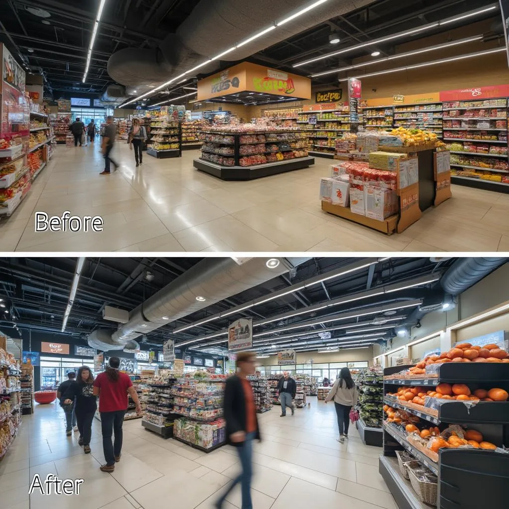 Retail store transformation before and after